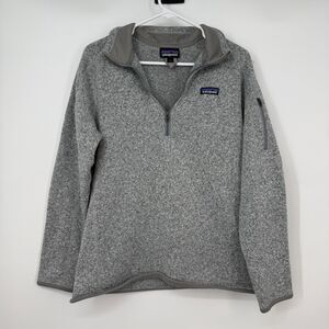 Patagonia Womens Better Sweater 1/4 Zip Fleece Jacket Heathered Gray Sz L RUNS S